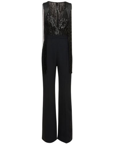 Zuhair Murad Beaded Fringes V Neck Jumpsuit - Black