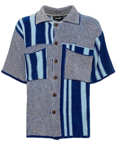 Ahluwalia Benoit Viscose Knit Short Sleeved Shirt - Blue
