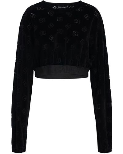 Dolce & Gabbana Sweat-shirt en chenille jacquard à monogramme - Noir