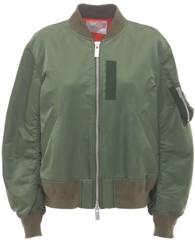 Sacai Stand-collar Relaxed-fit Shell Bomber Jacket - Green