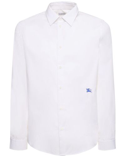Burberry Camicia in cotone con logo - Bianco
