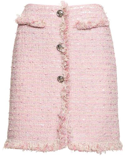 Giambattista Valli Cotton Bouclé Blend Mini Skirt - Pink