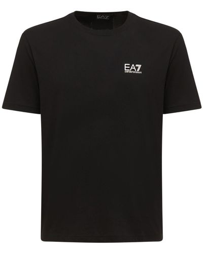 EA7 T-shirt Aus Baumwolljersey Mit Logo - Schwarz