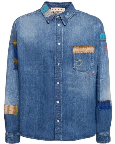 Marni Cotton Denim Shirt W/mohair - Blue