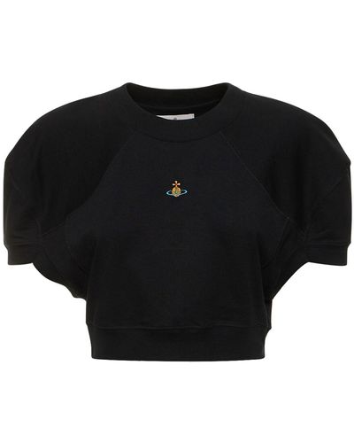 Vivienne Westwood T-shirt cropped in cotone con logo - Nero