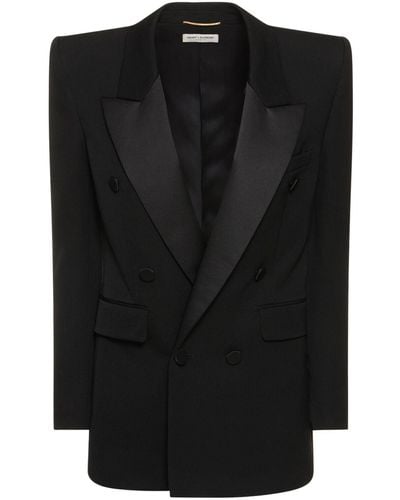 Saint Laurent Double Breast Wool Jacket - Black