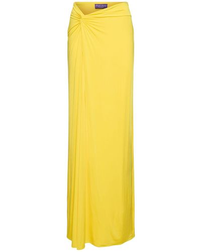 Ralph Lauren Collection Jupe longue fendue en satin - Jaune