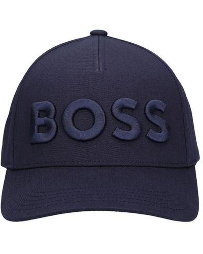 BOSS Chapeau en coton sevile - Bleu