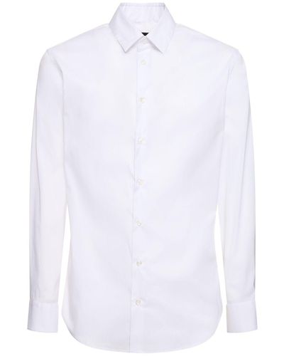 Giorgio Armani Hemd Aus Stretch-baumwolle - Weiß