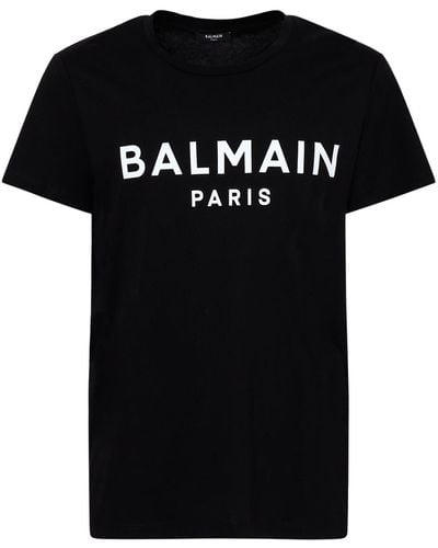 Balmain T-shirt en coton imprimé - Noir