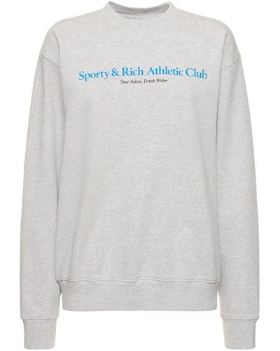 Sporty & Rich Athletic Club Cotton Sweatshirt - White