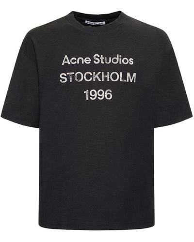 Acne Studios T-shirt Aus Baumwolle "exford 1996" - Schwarz