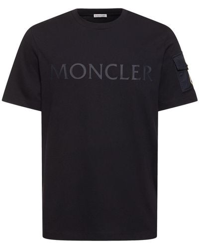 Moncler Laminated Logo Cotton T-shirt - Black