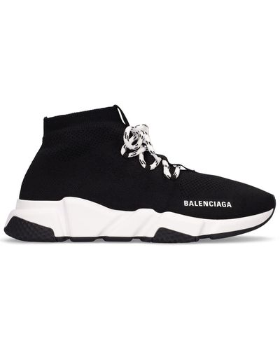 Balenciaga 30Mm Speed Knit Lace-Up Sneakers - Black