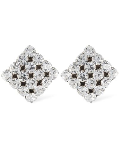 Alessandra Rich Square Crystal Stud Earrings - White