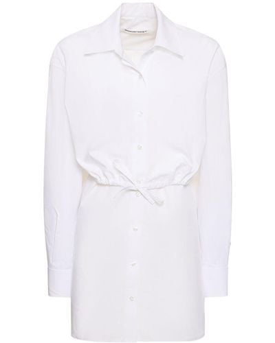 Alexander Wang Double Layered Self-Tie Shirt Mini Dress - White