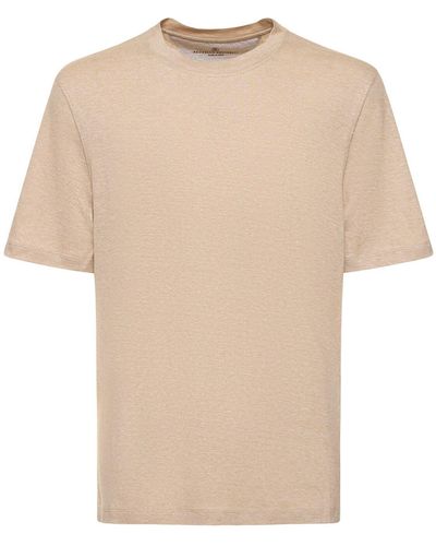 Brunello Cucinelli Cotton & Linen Jersey Solid T-Shirt - Natural