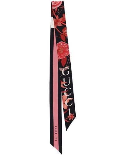 Gucci Flora silk ribbon scarf - Blanc