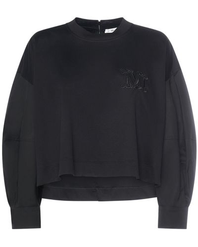 Max Mara Sweat-shirt en jersey de coton brodé - Bleu