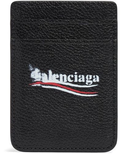 Balenciaga Cash Magnet Leather Card Holder - Black