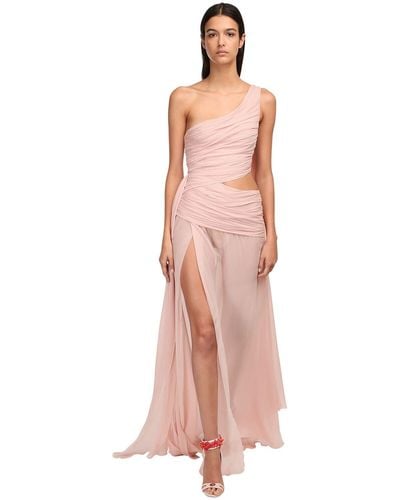 Redemption One-shoulder Silk Long Dress - Pink