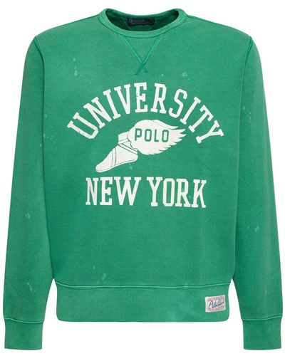 Polo Ralph Lauren Sweat-shirt imprimé à col ras-du-cou university - Vert