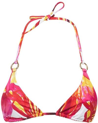Louisa Ballou Haut de bikini triangle imprimé - Rouge