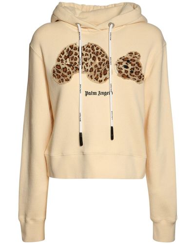 Palm Angels Leopard Bear Embroidered Cotton Hoodie - Natural
