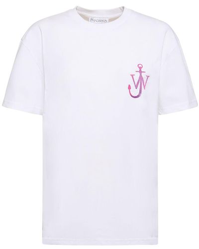 JW Anderson T-shirt in jersey con ricamo logo - Bianco