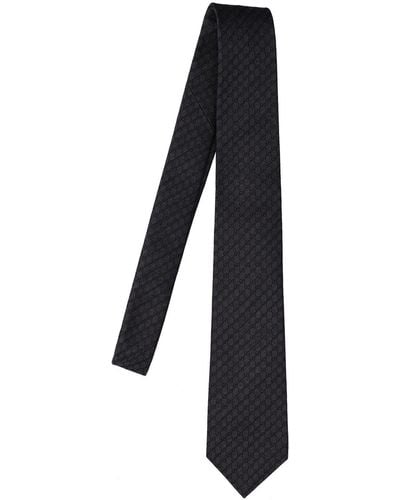 Gucci 7cm Breite Krawatte Aus Wolle Und Seide "ginny" - Schwarz