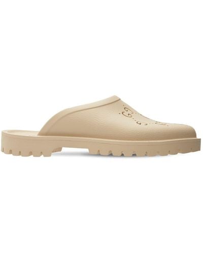 Gucci Gg Perforated Rubber Slip On Sandals - Natural
