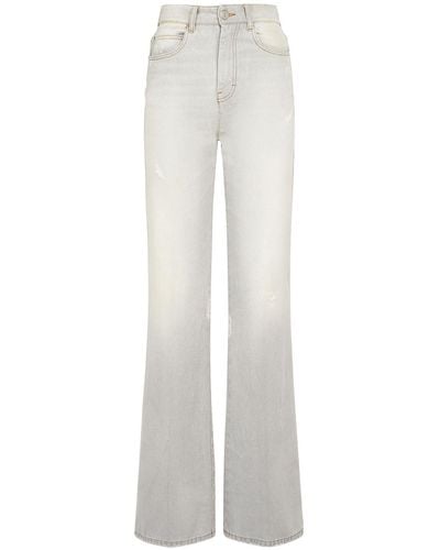 Ami Paris High Rise Flared Denim Jeans - White