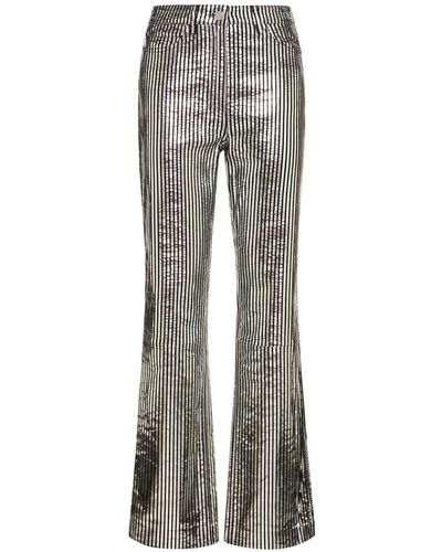 Remain Striped Leather Pants - Gray