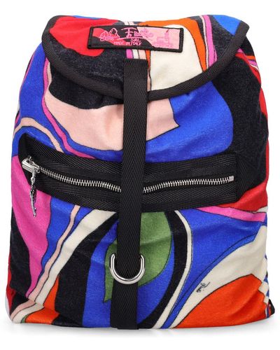 Emilio Pucci Cotton Terry Cloth Backpack - Blue