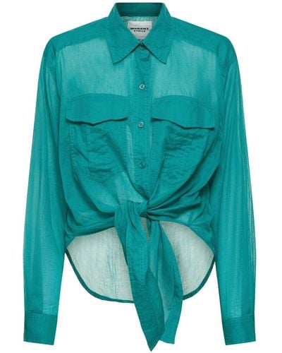 Isabel Marant Camisa de algodón que se ata - Verde