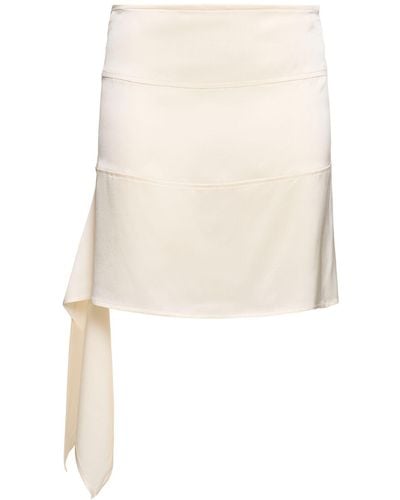 Ferragamo Stretch Silk Satin Mini Skirt - Natural