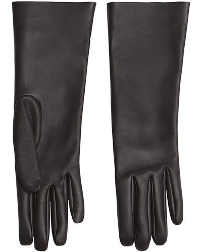 Saint Laurent Leather Gloves - Gray