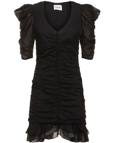 Isabel Marant Sireny Gathered Cotton Mini Dress - Black