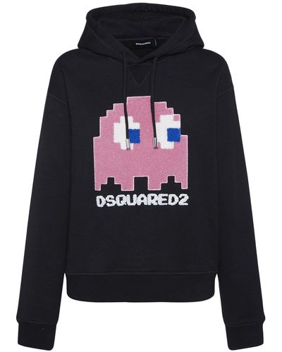 DSquared² Pac-man-hoodie Aus Fleece Mit Logo - Blau
