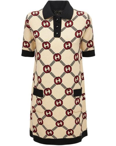 Gucci Reversible Wool Blend Jacquard Dress - Natural