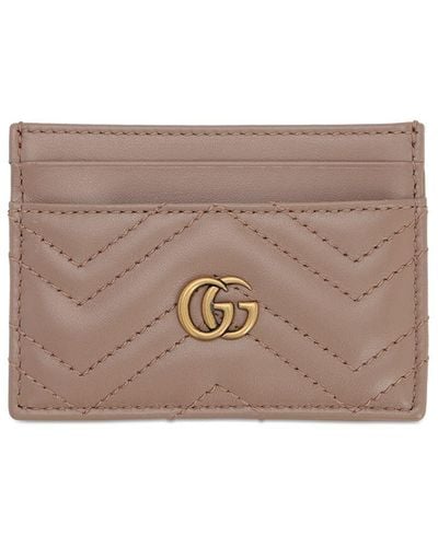 Gucci Gg Marmont Quilted Leather Card Holder - Gray