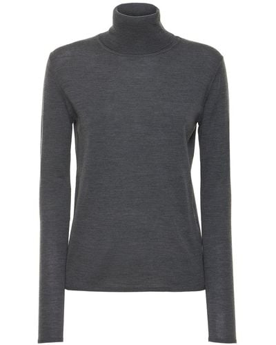 Aspesi Fine Knit Wool Turtleneck Sweater - Black