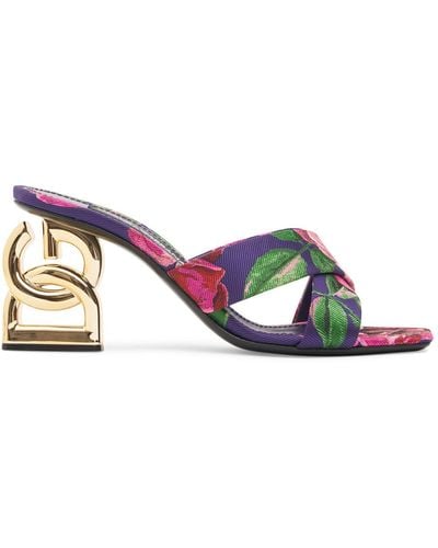 Dolce & Gabbana 75mm Keira Satin Sandal Mules - Multicolour