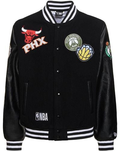 KTZ Nba Nba All Over Badge Varsity Jacket - Black