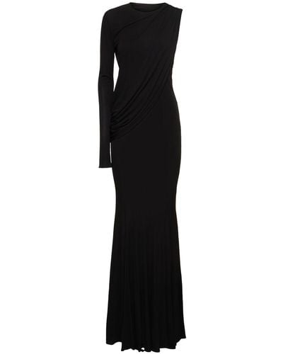 ANDREADAMO Draped Viscose Jersey Long Dress - Black