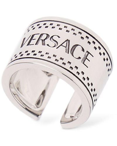 Versace Metal Logo Ring - White