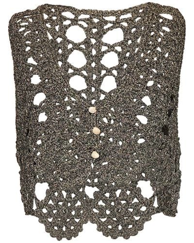 Ganni Crochet V-neck Cotton Blend Top - Multicolor