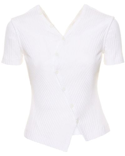 Helmut Lang Asymmetric Twisted Cotton Top - White