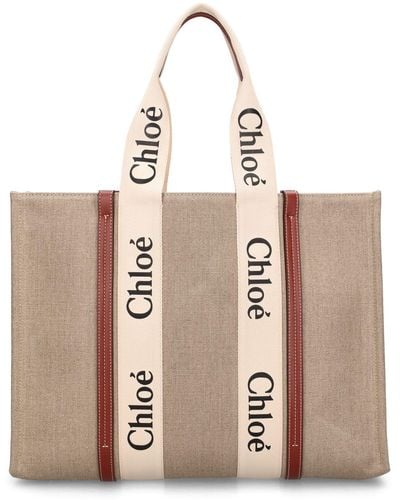 Chloé Grand sac cabas en toile woody - Neutre