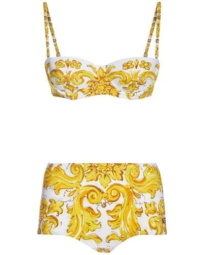 Dolce & Gabbana Maiolica Printed Bikini Set - Yellow